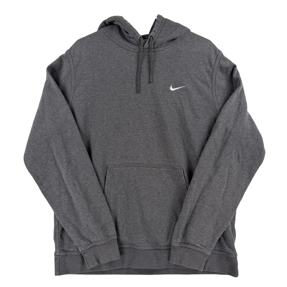 Nike Hoodie Mens XL Gray Pullover Fleece Embroidered Swoosh Logo Sweatshirt